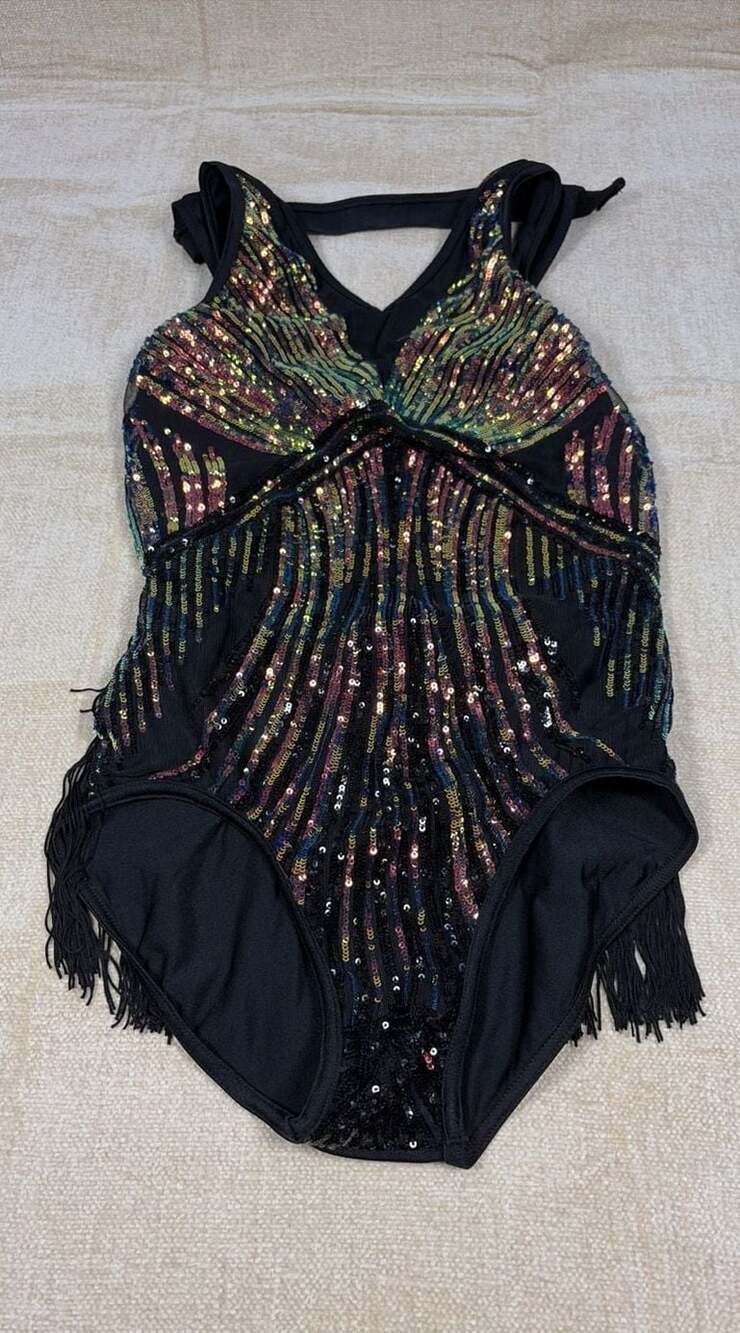 Weissman The Goddess Way Sequin Fringe Leotard Sz LC